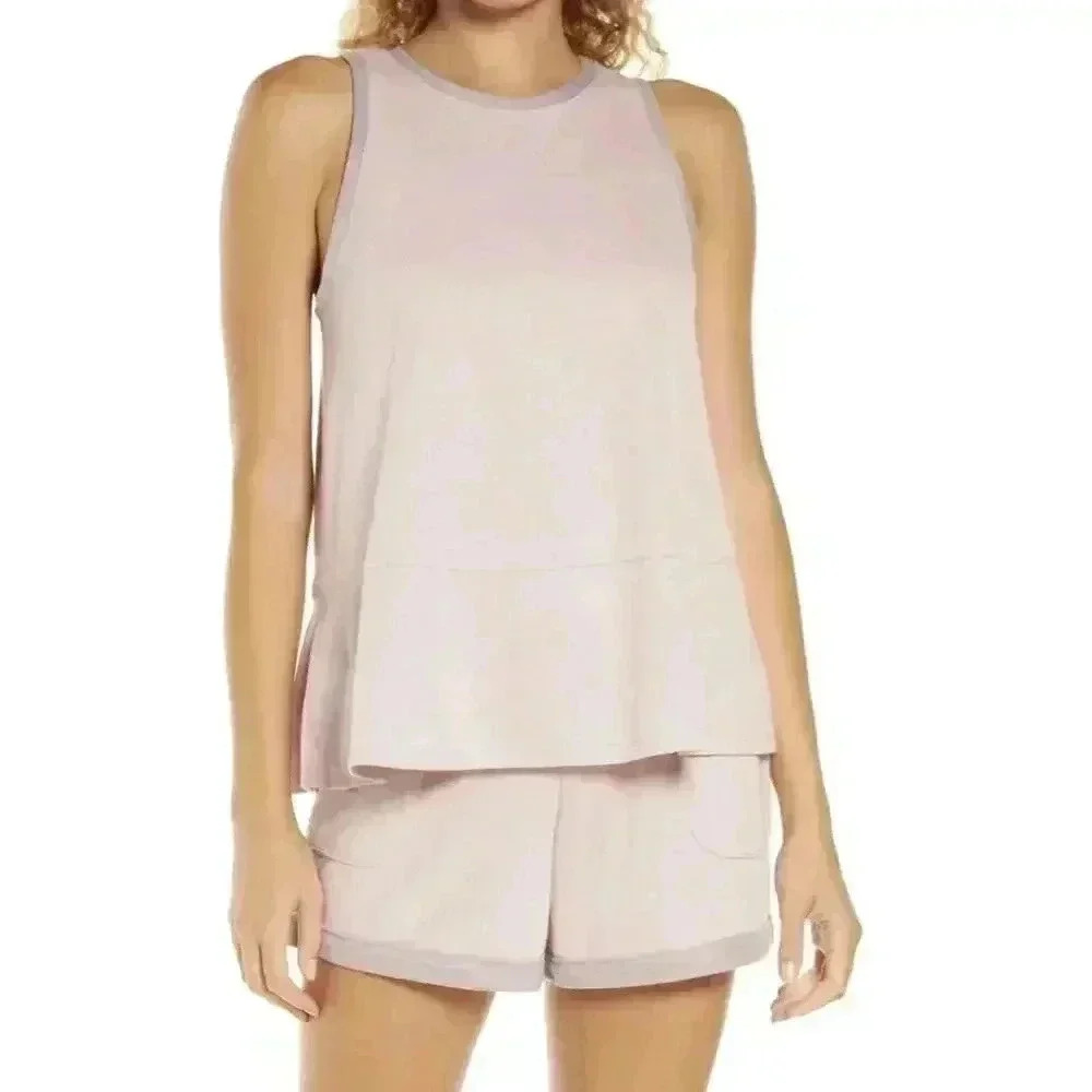 Refinery29 Peplum Double Knit‎ Tank Top Pink Size X-Large